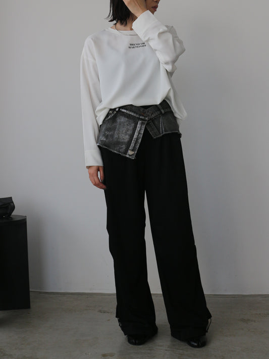 eru　ウエストデニム切り替え裏毛パンツ