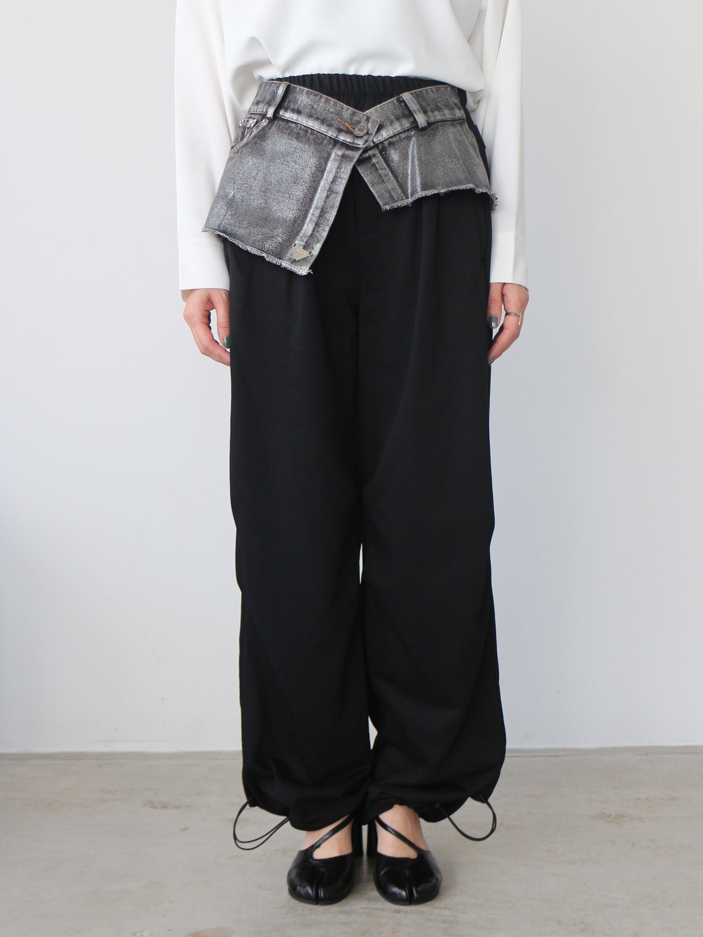 eru　ウエストデニム切り替え裏毛パンツ