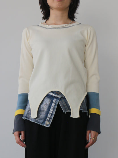 eru　配色スリーブニットトップス