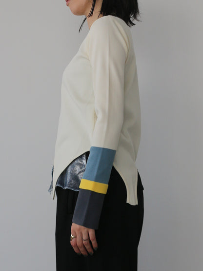 eru　配色スリーブニットトップス