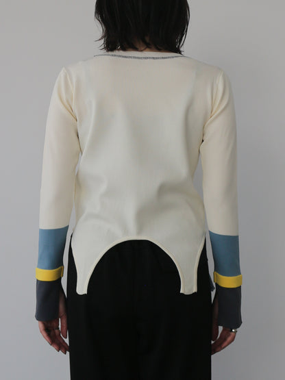 eru　配色スリーブニットトップス