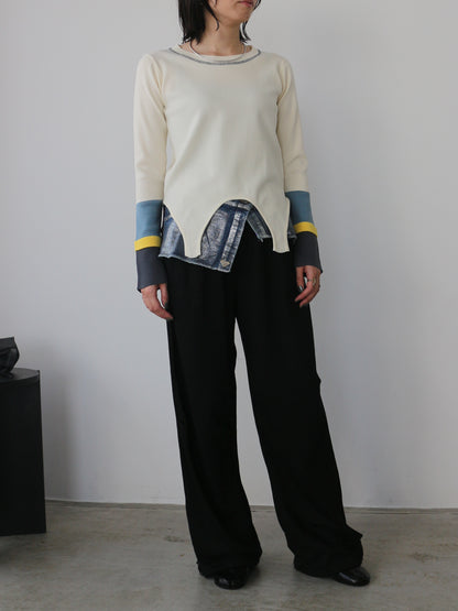 eru　配色スリーブニットトップス