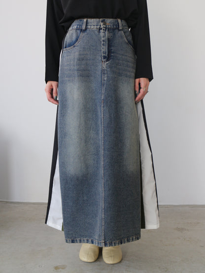 eru　カラーブロッキングデニムスカート