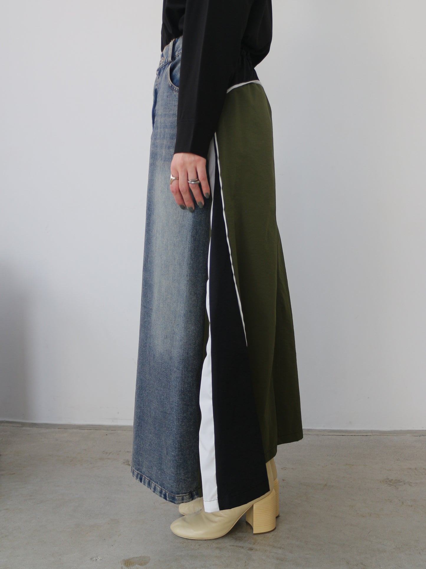 eru　カラーブロッキングデニムスカート