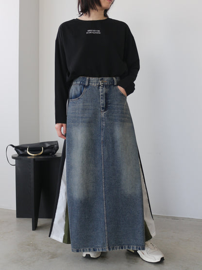 eru　カラーブロッキングデニムスカート