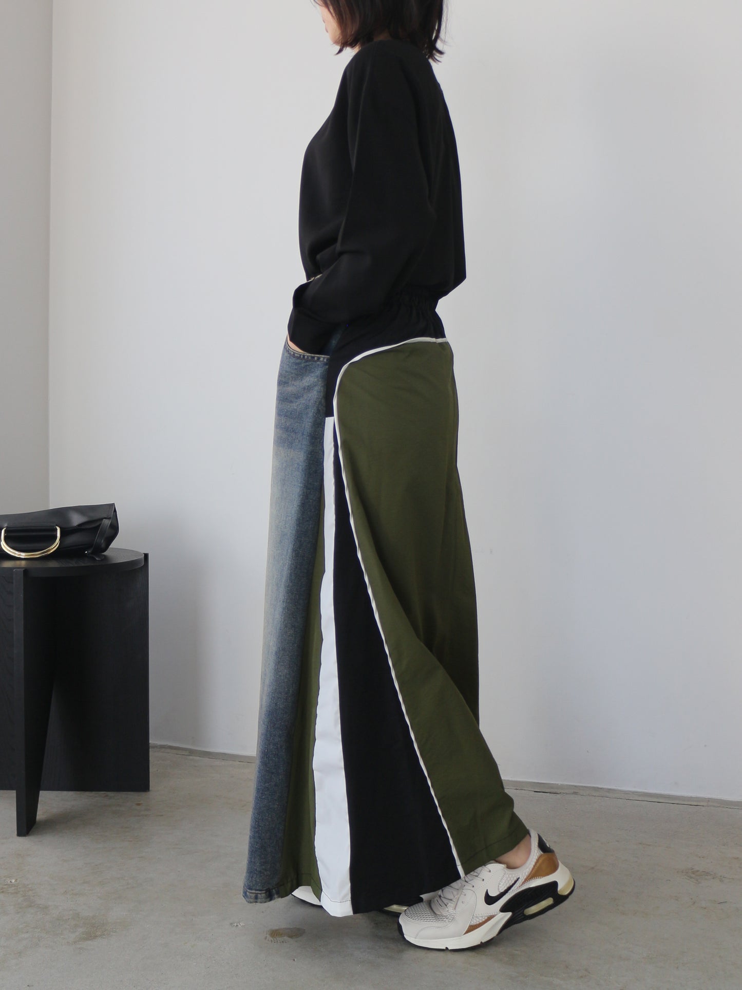 eru　カラーブロッキングデニムスカート