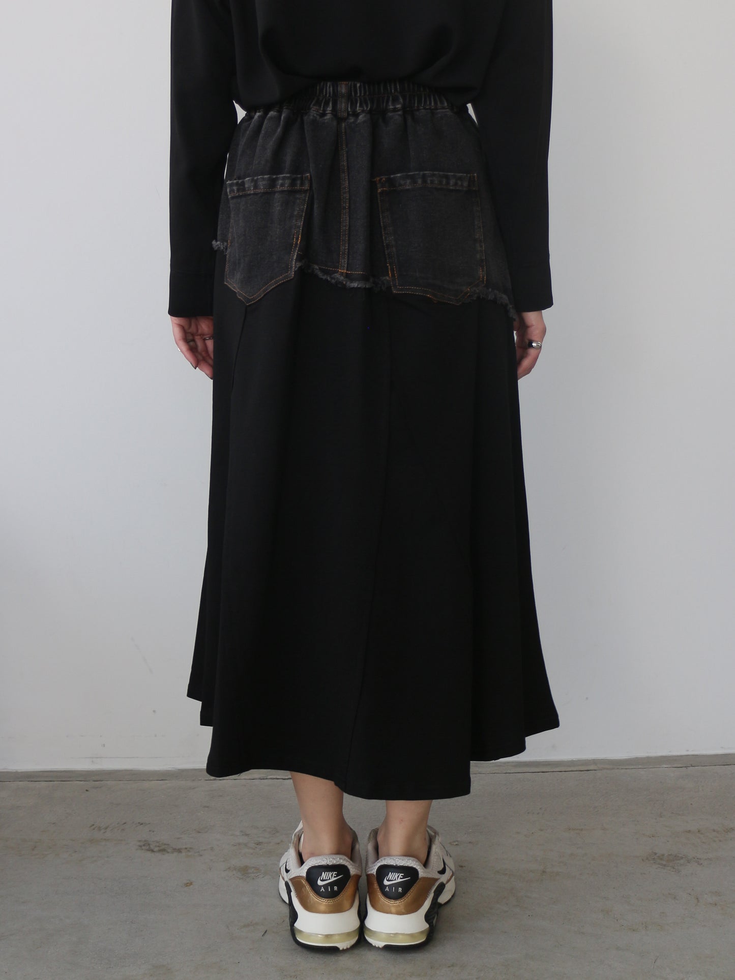eru　ウェストデニム裏毛ドッキングスカート