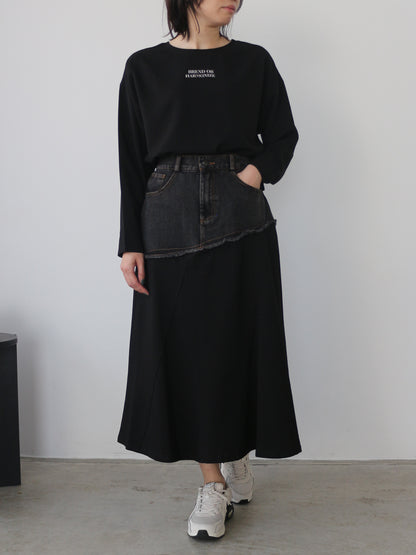 eru　ウェストデニム裏毛ドッキングスカート