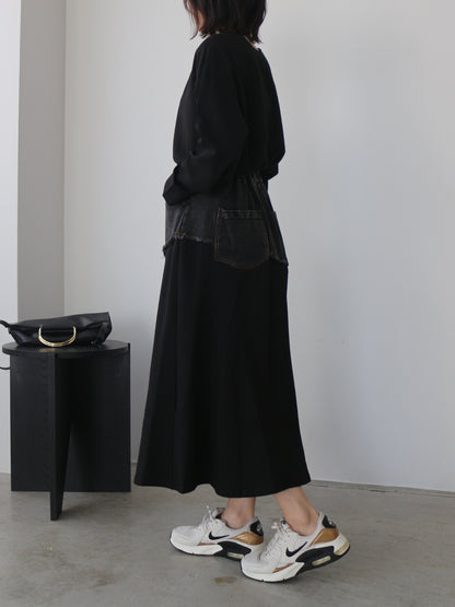 eru　ウェストデニム裏毛ドッキングスカート