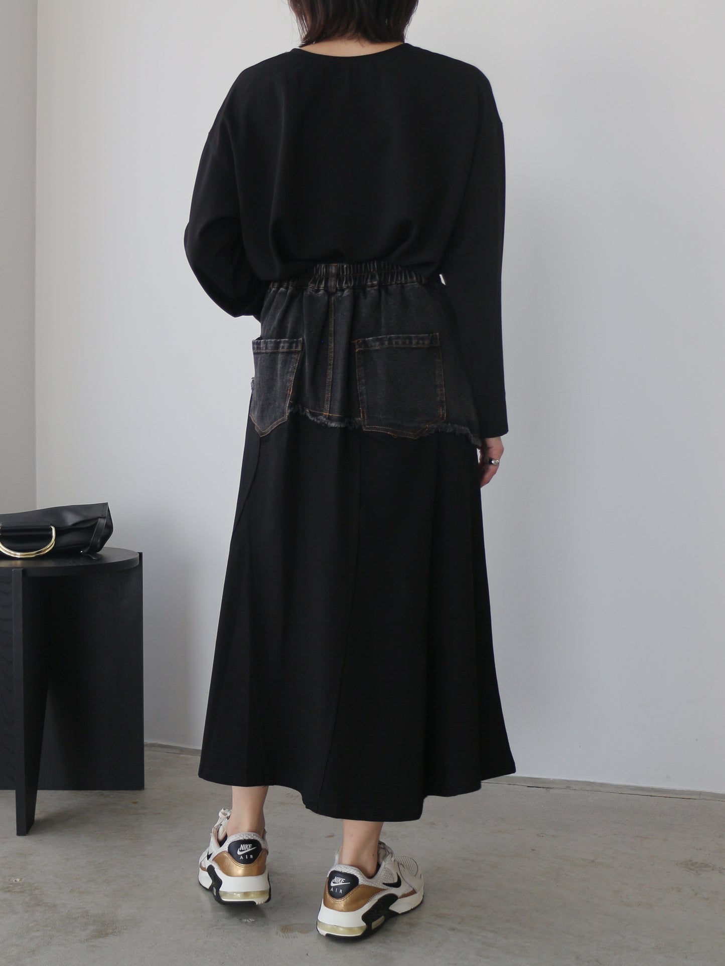 eru　ウェストデニム裏毛ドッキングスカート
