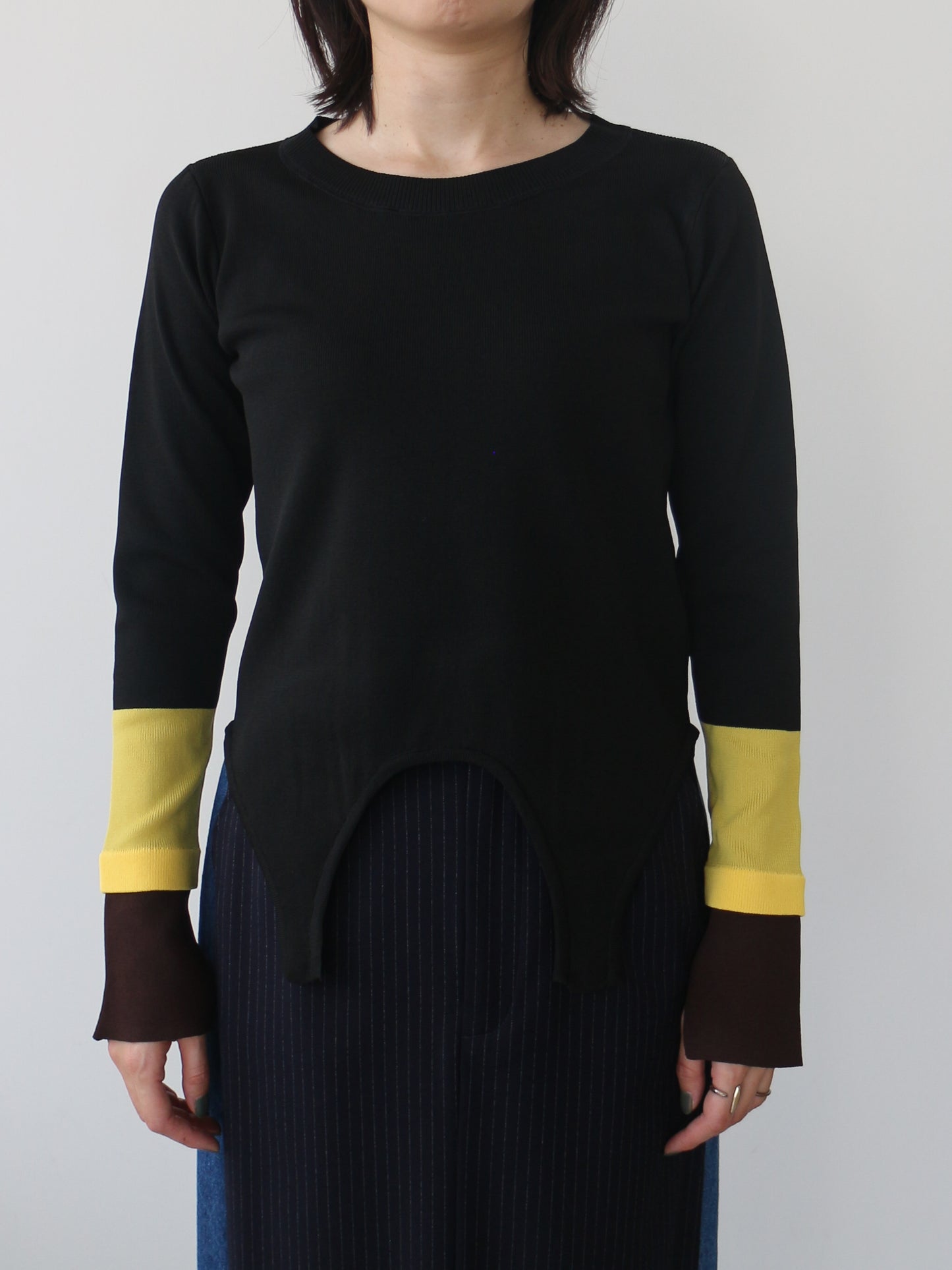 eru　配色スリーブニットトップス