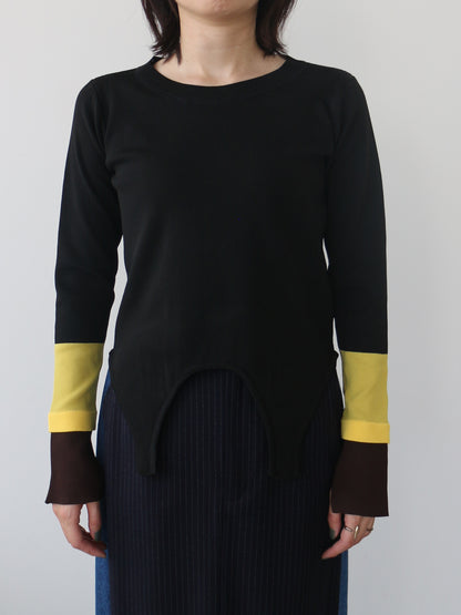 eru　配色スリーブニットトップス