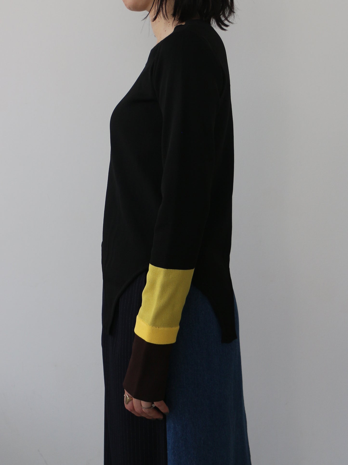 eru　配色スリーブニットトップス