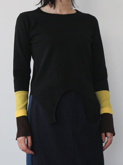 eru　配色スリーブニットトップス