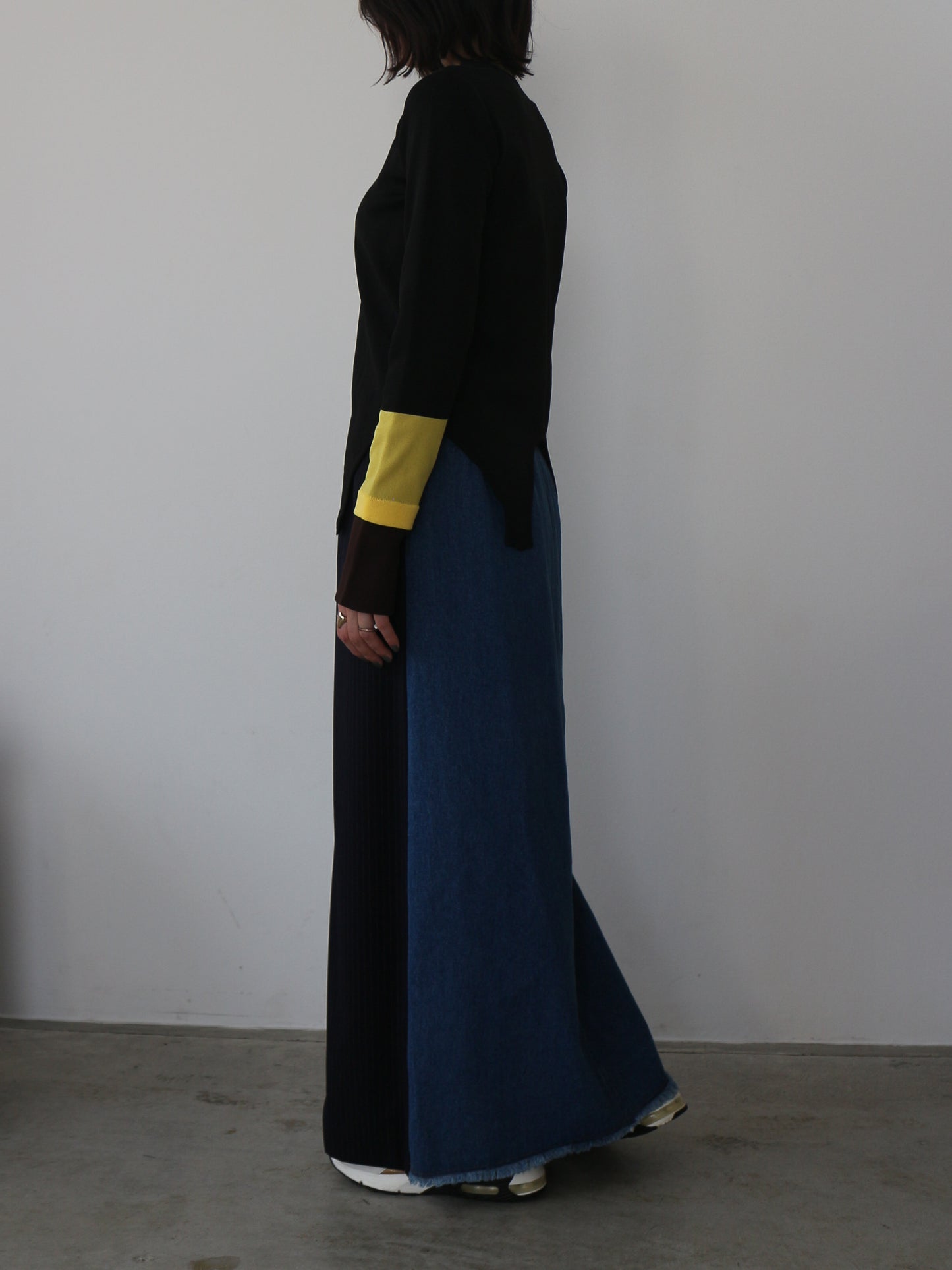 eru　配色スリーブニットトップス