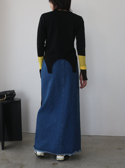 eru　配色スリーブニットトップス