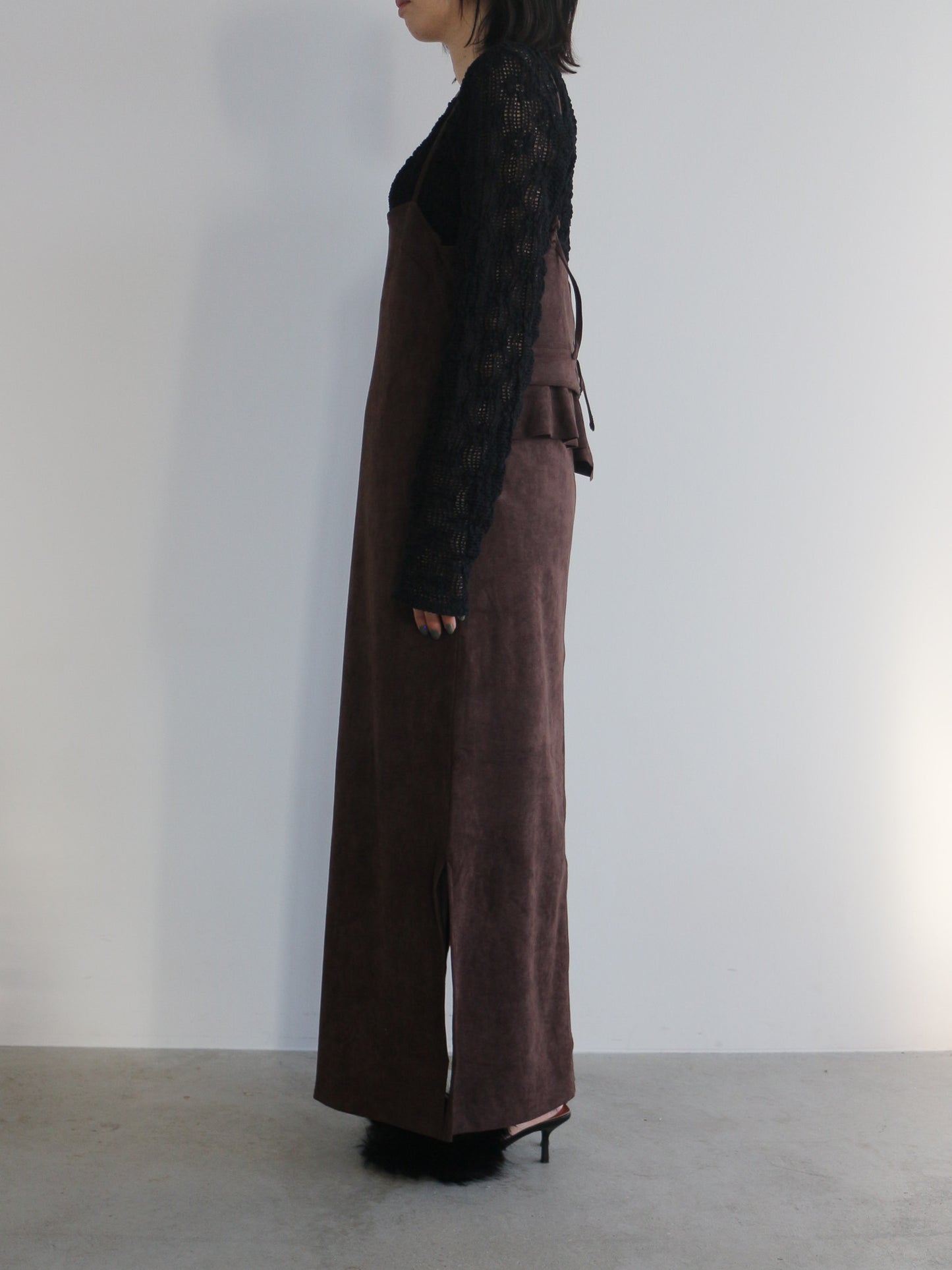 スエードキャミワンピース