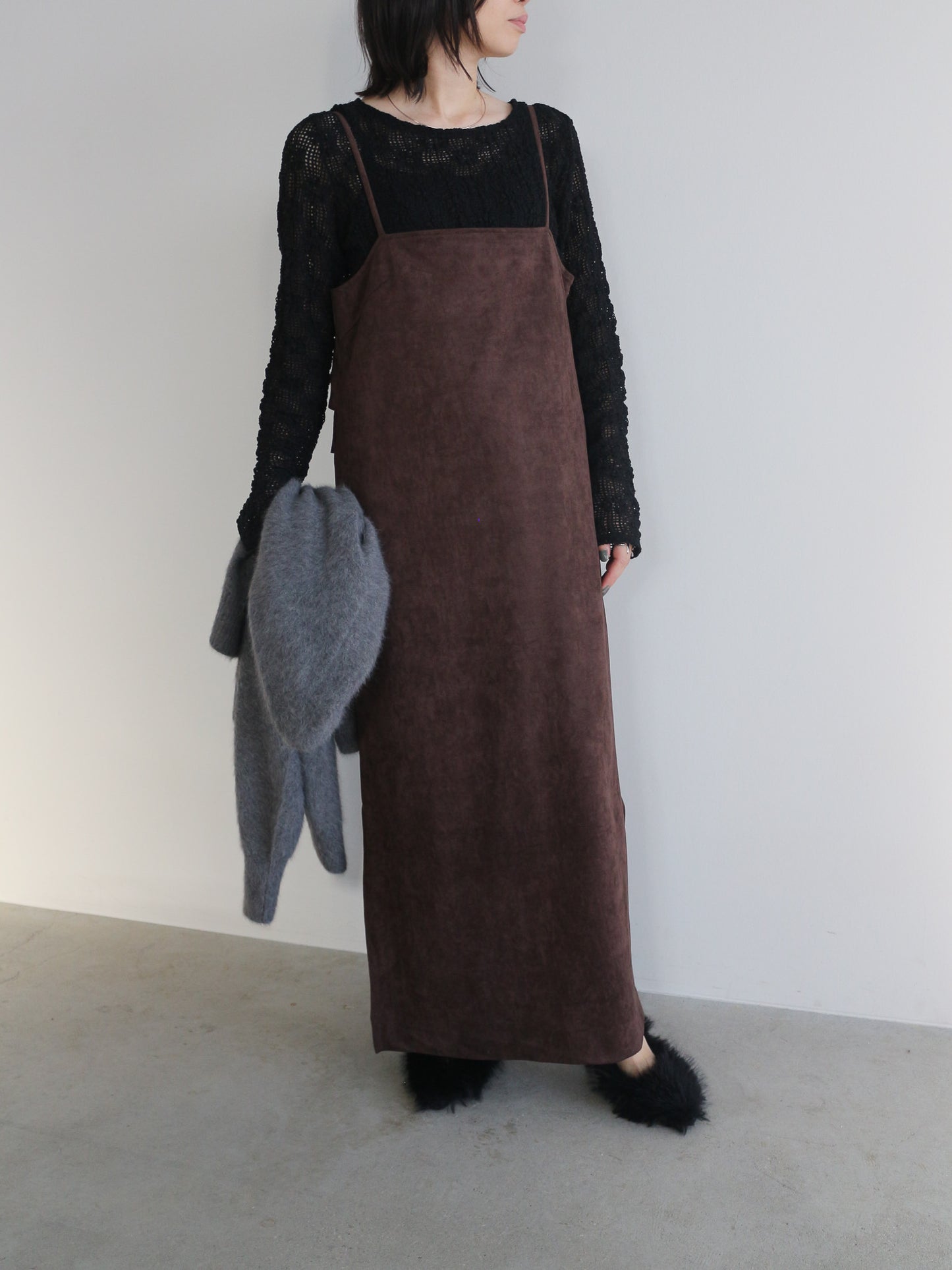 スエードキャミワンピース