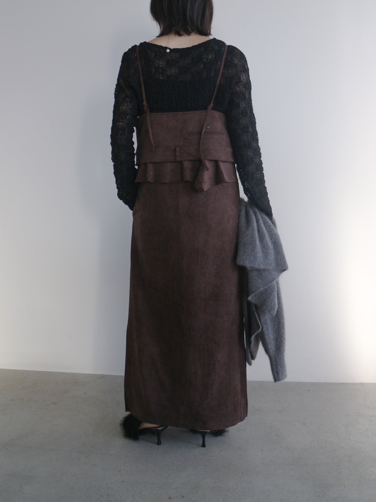 スエードキャミワンピース