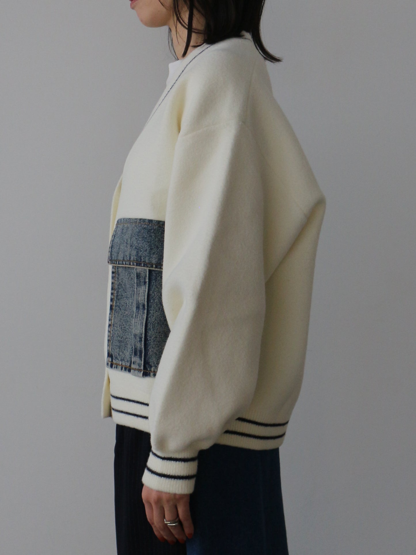 eru　デニムBIGポケットカーディガン