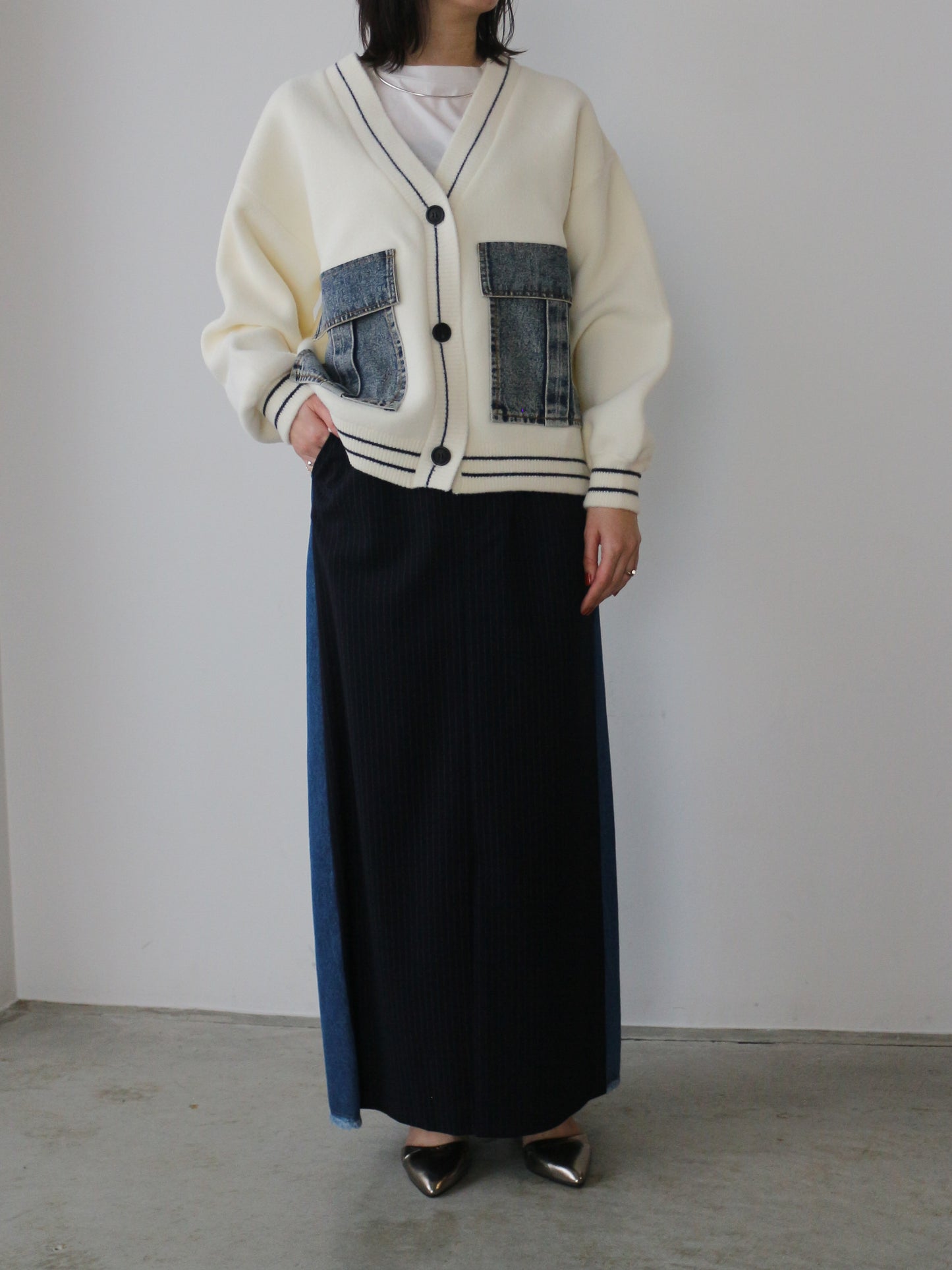 eru　デニムBIGポケットカーディガン