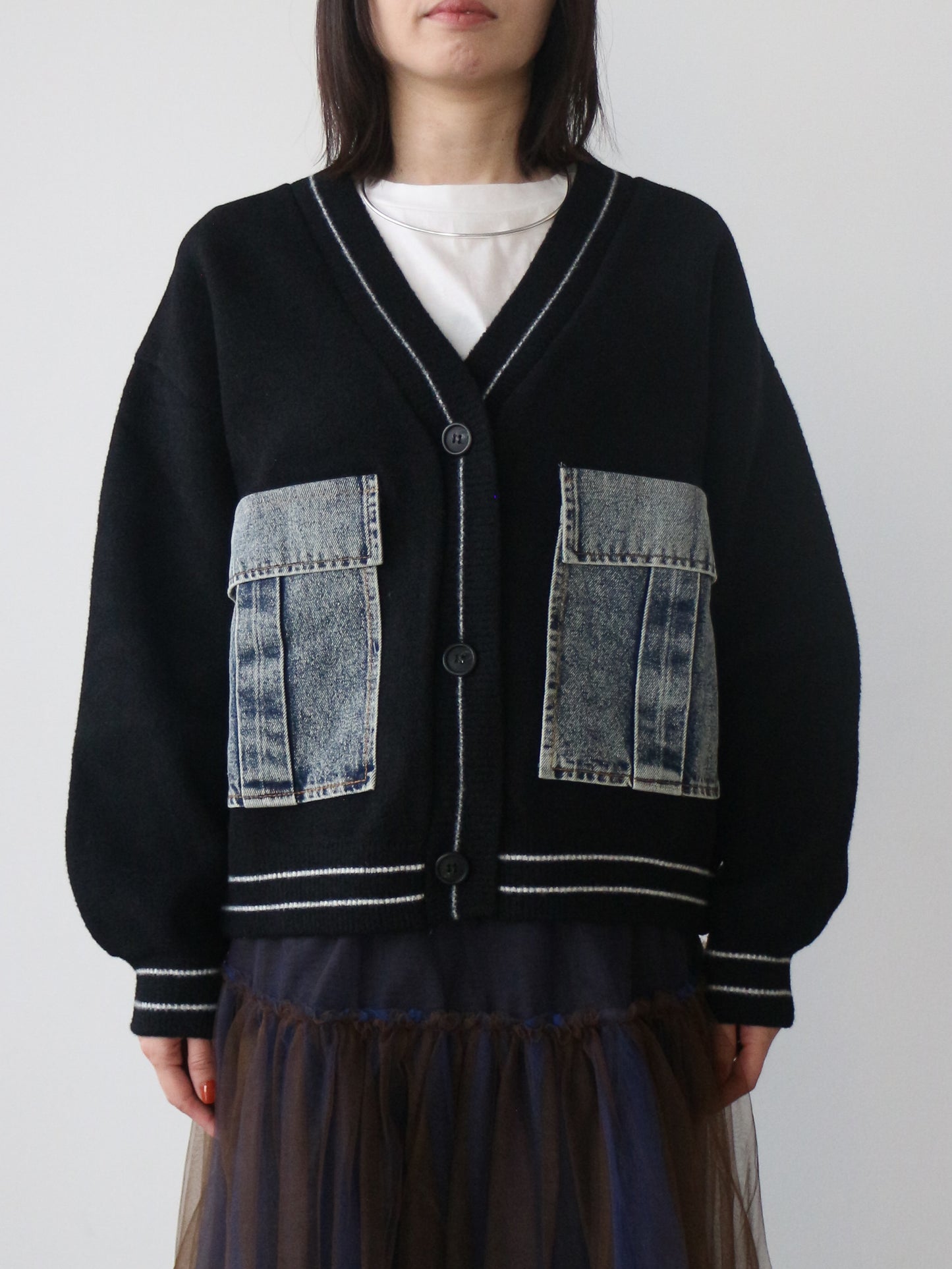 eru　デニムBIGポケットカーディガン