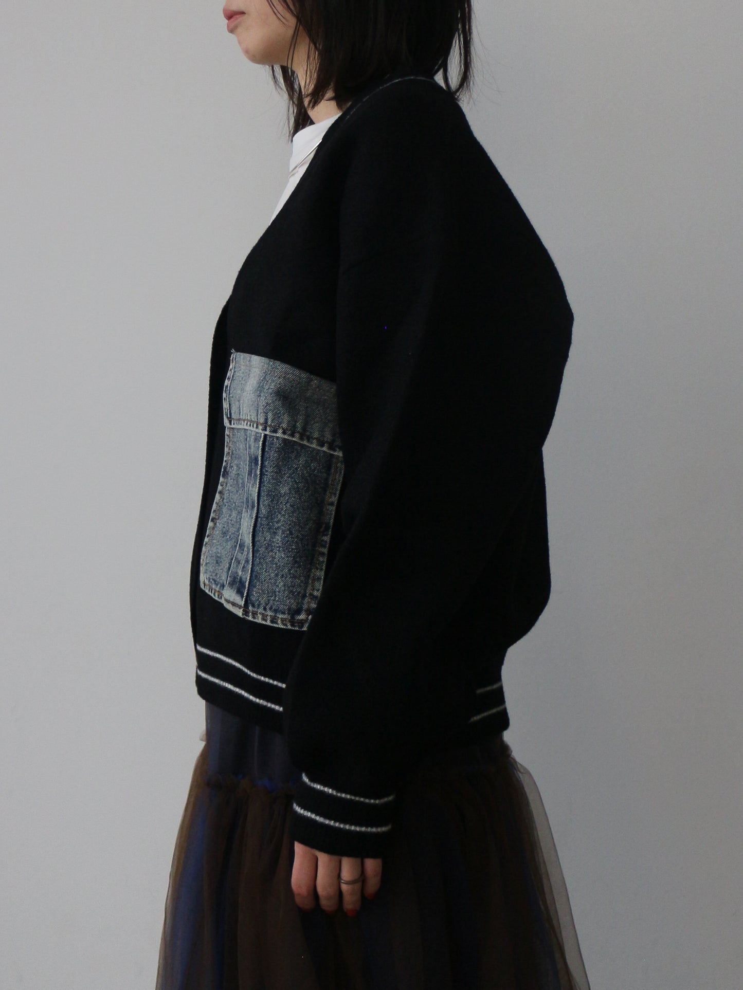 eru　デニムBIGポケットカーディガン