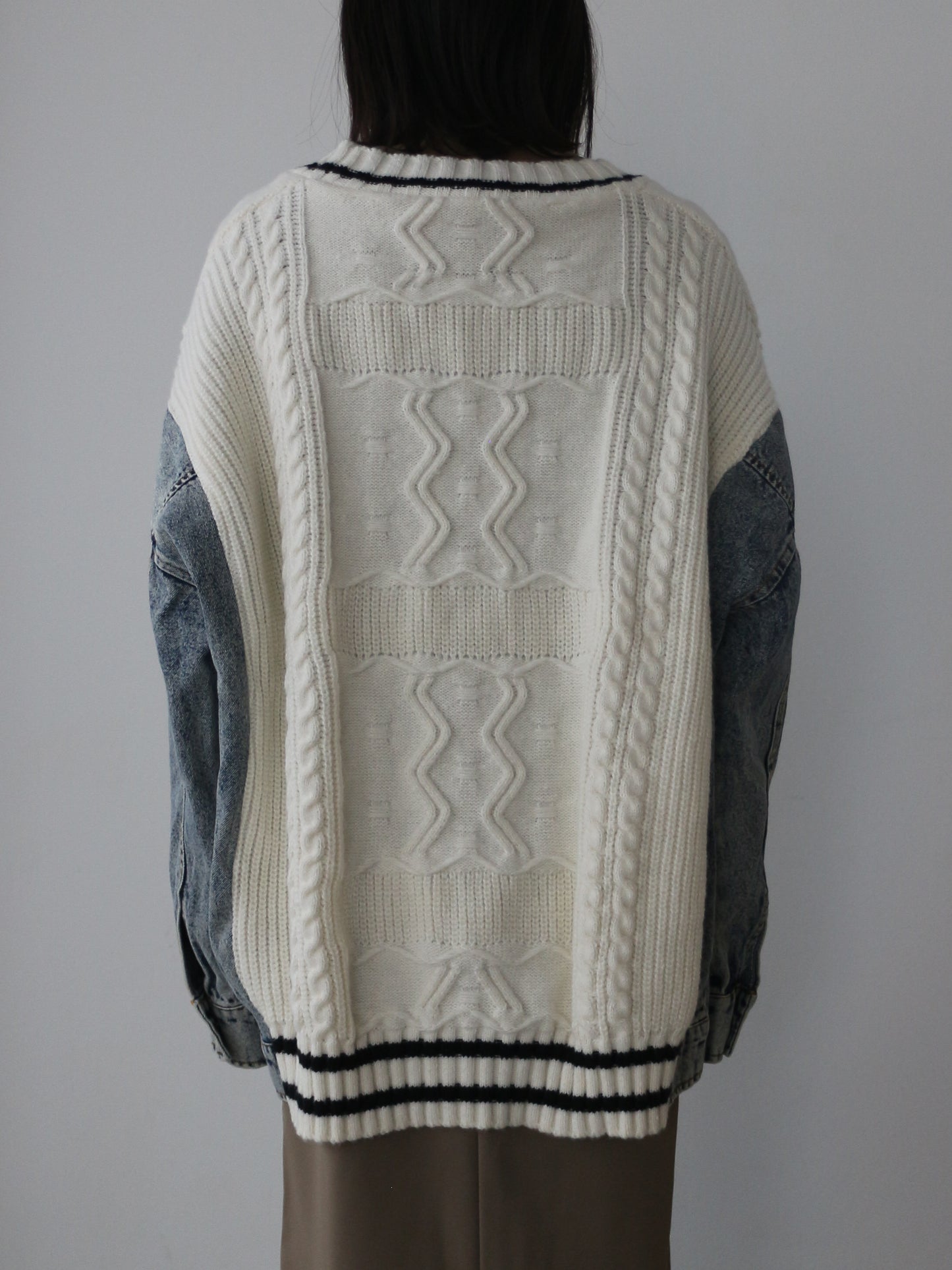 eru　デニムスリーブドッキングカーディガン