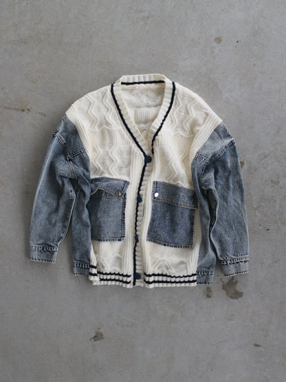 eru　デニムスリーブドッキングカーディガン