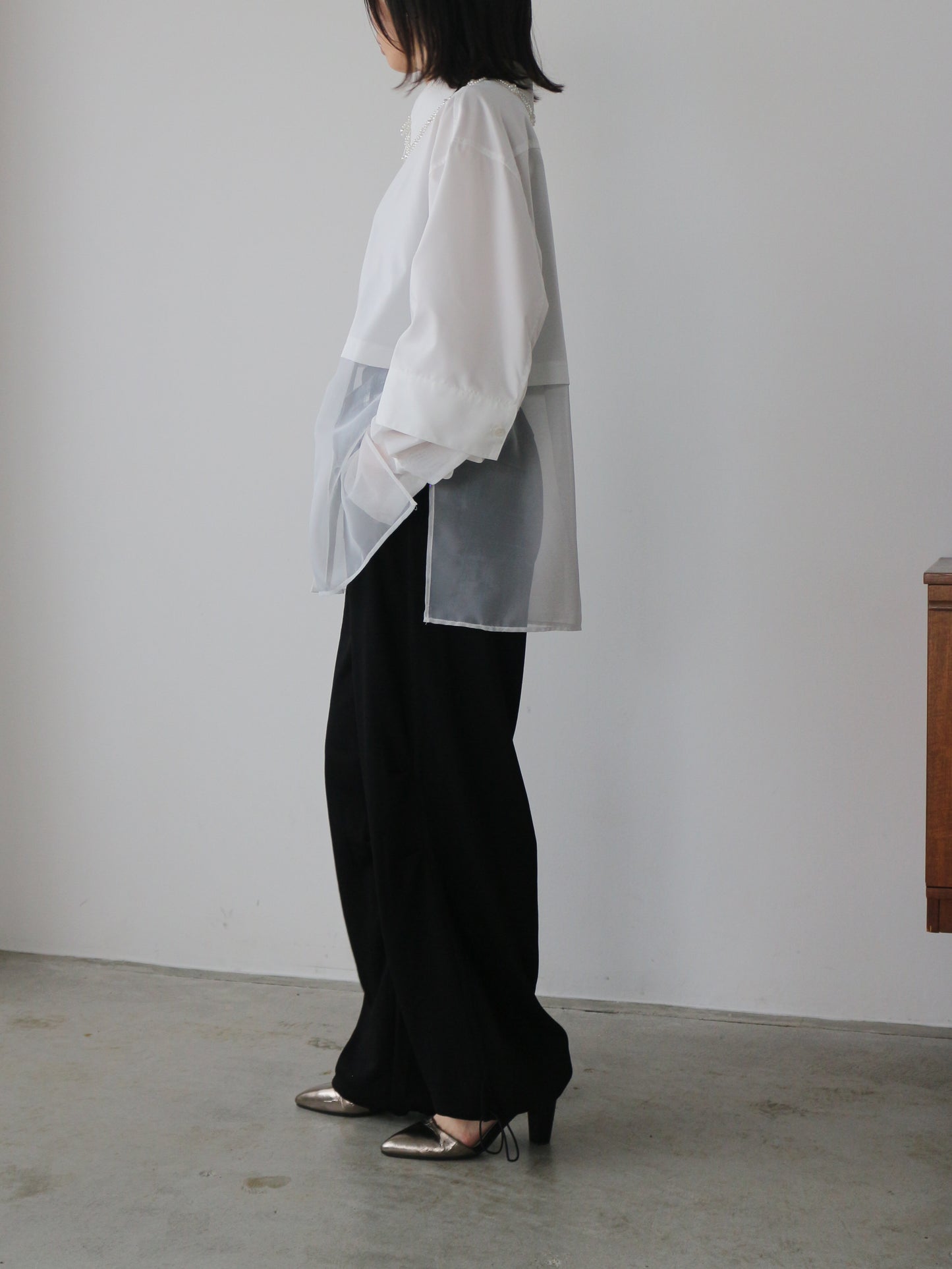 eru　ウエストデニム切り替え裏毛パンツ