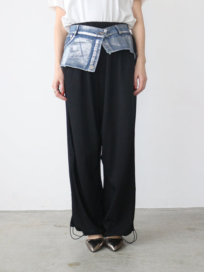 eru　ウエストデニム切り替え裏毛パンツ