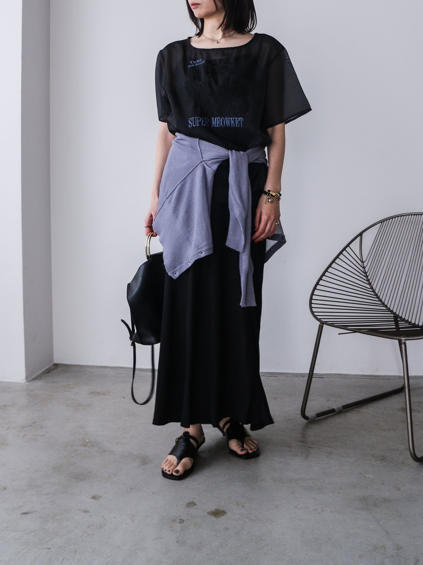 eru　【オリジナル図案】CAT 刺繍シアーTシャツ