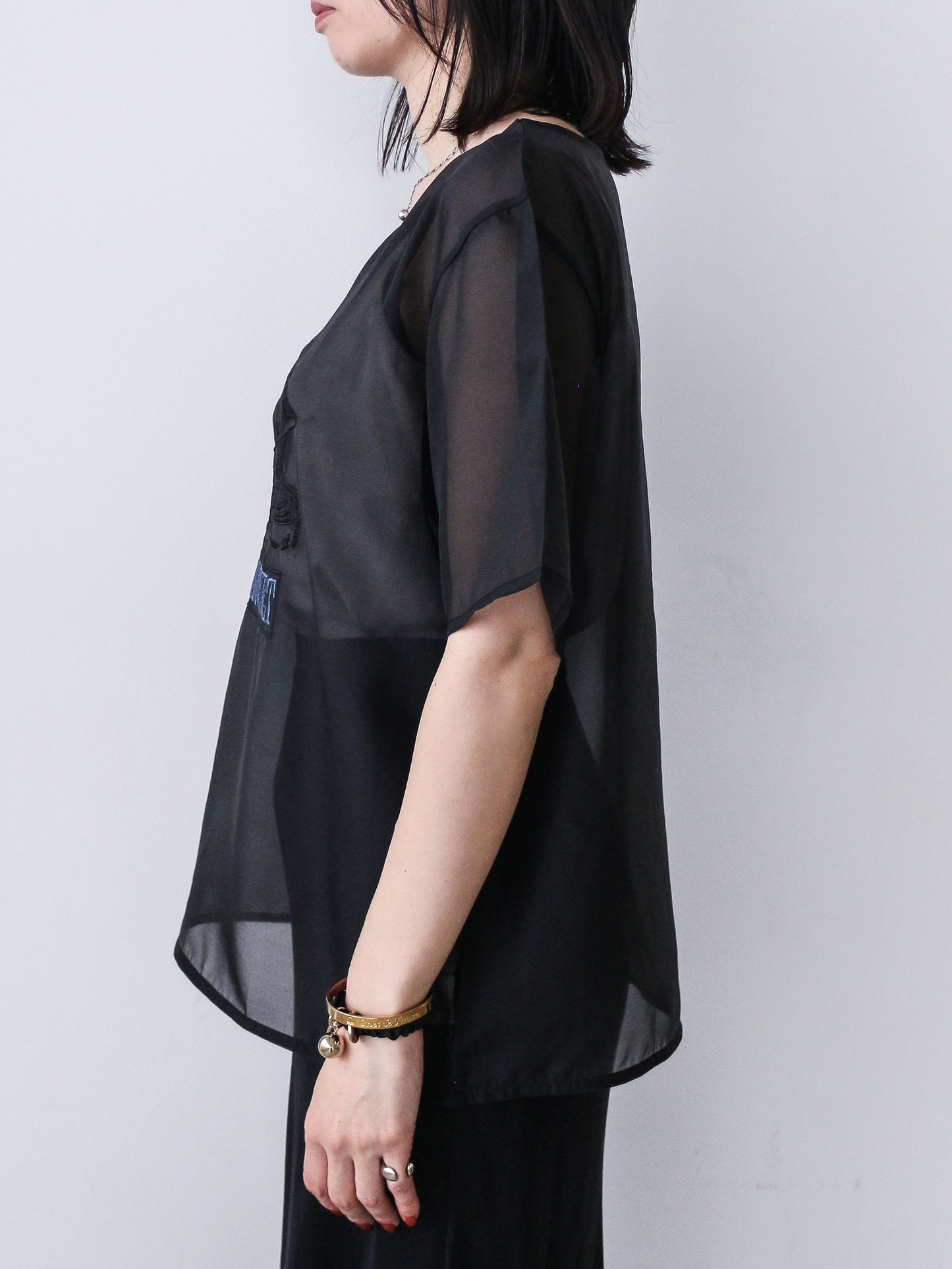 eru　【オリジナル図案】CAT 刺繍シアーTシャツ