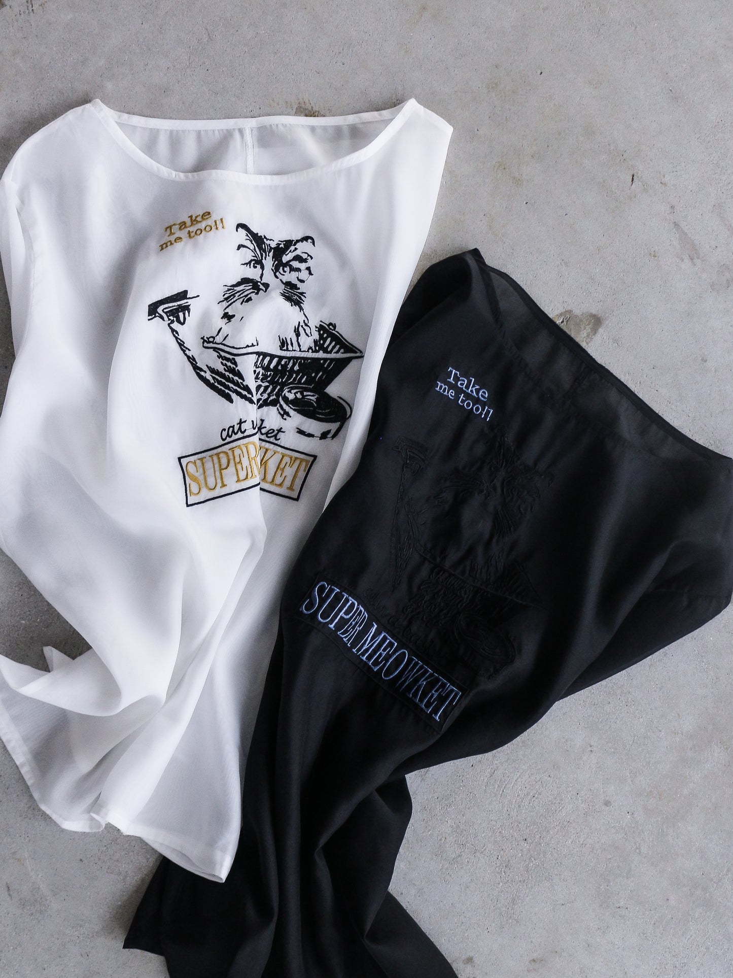 eru　【オリジナル図案】CAT 刺繍シアーTシャツ