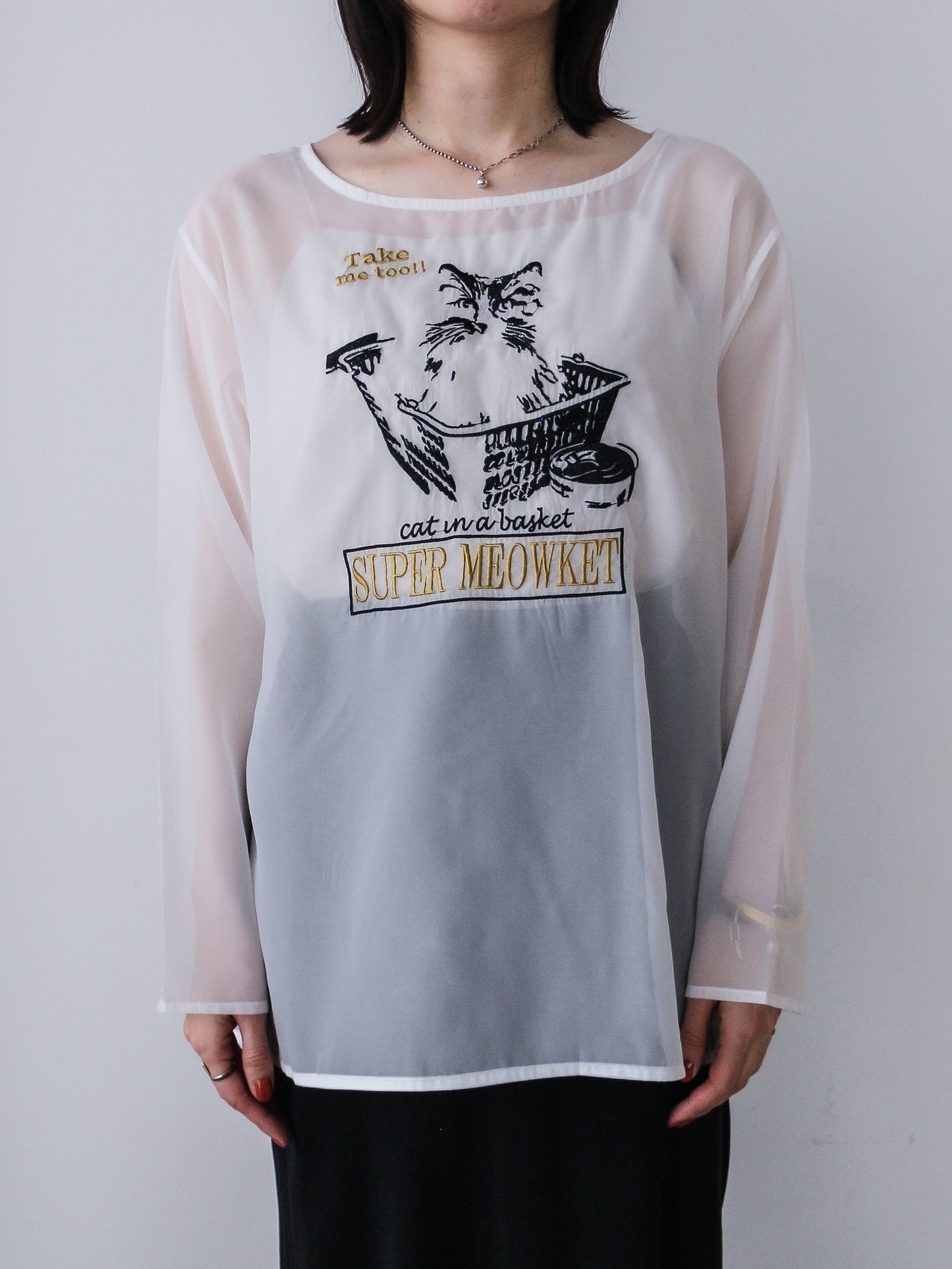 eru　【オリジナル図案】CAT 刺繍レイヤードロングスリーブTシャツ