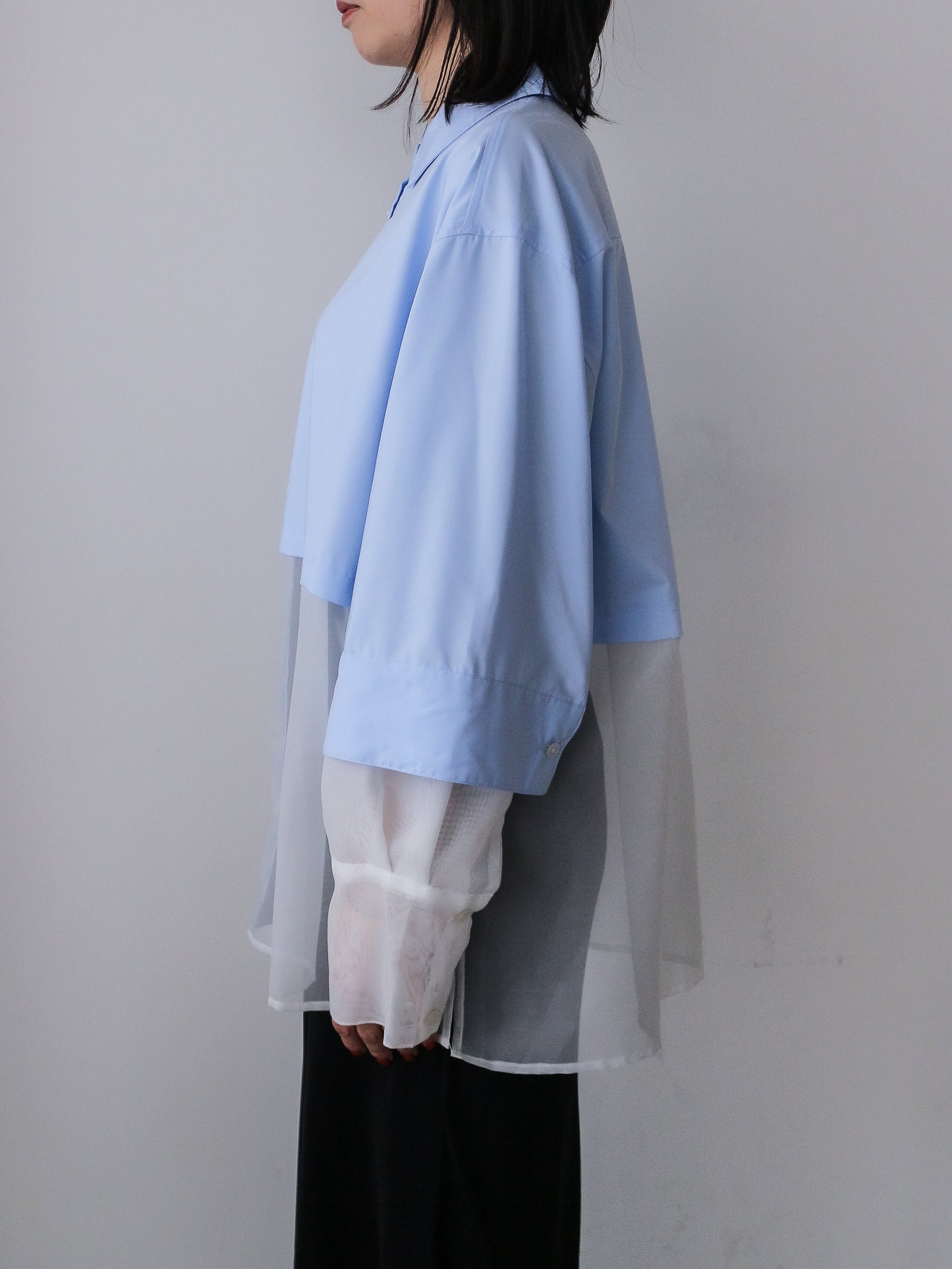 Pqran　シアー切替シャツ