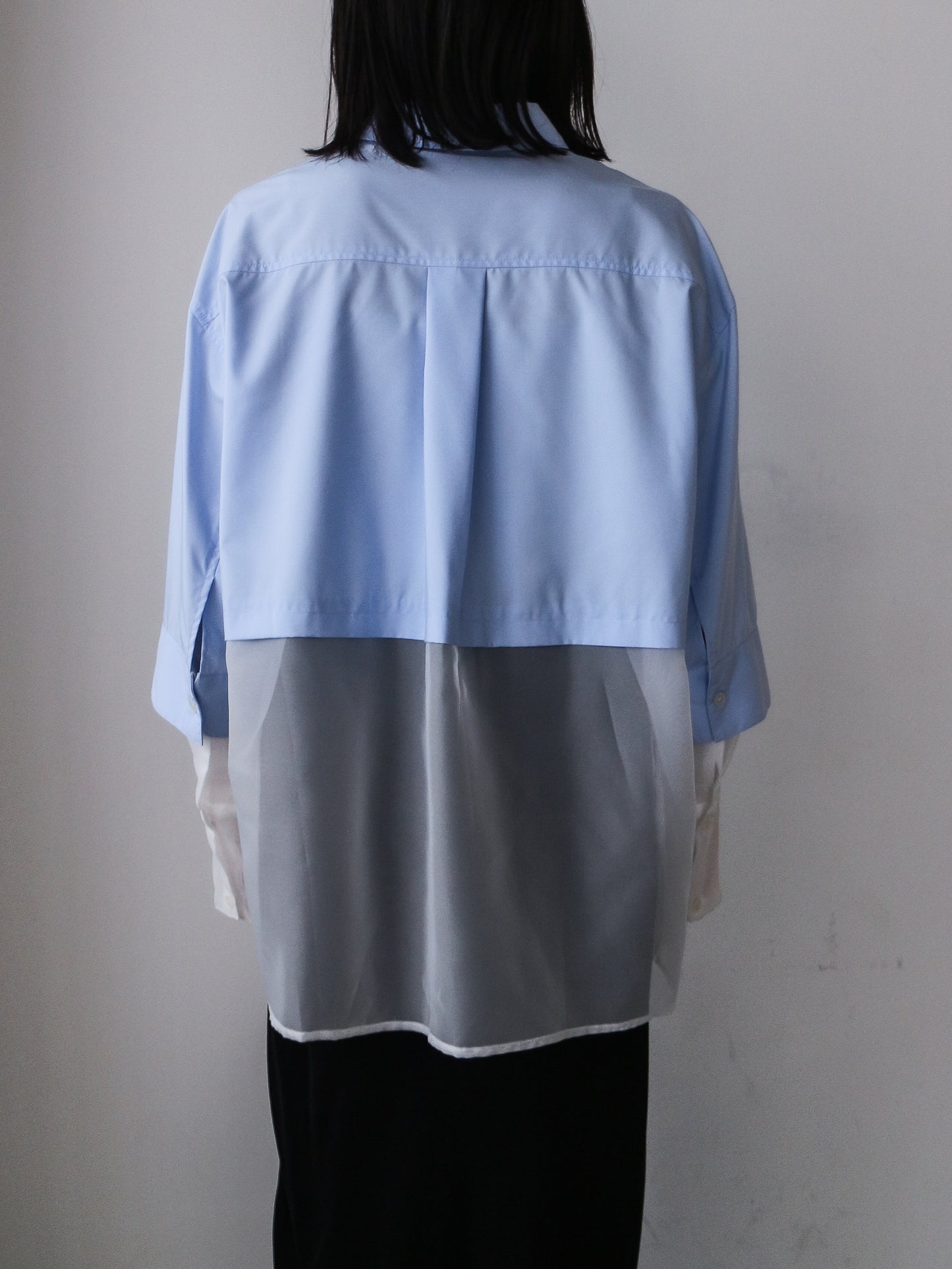 Pqran　シアー切替シャツ