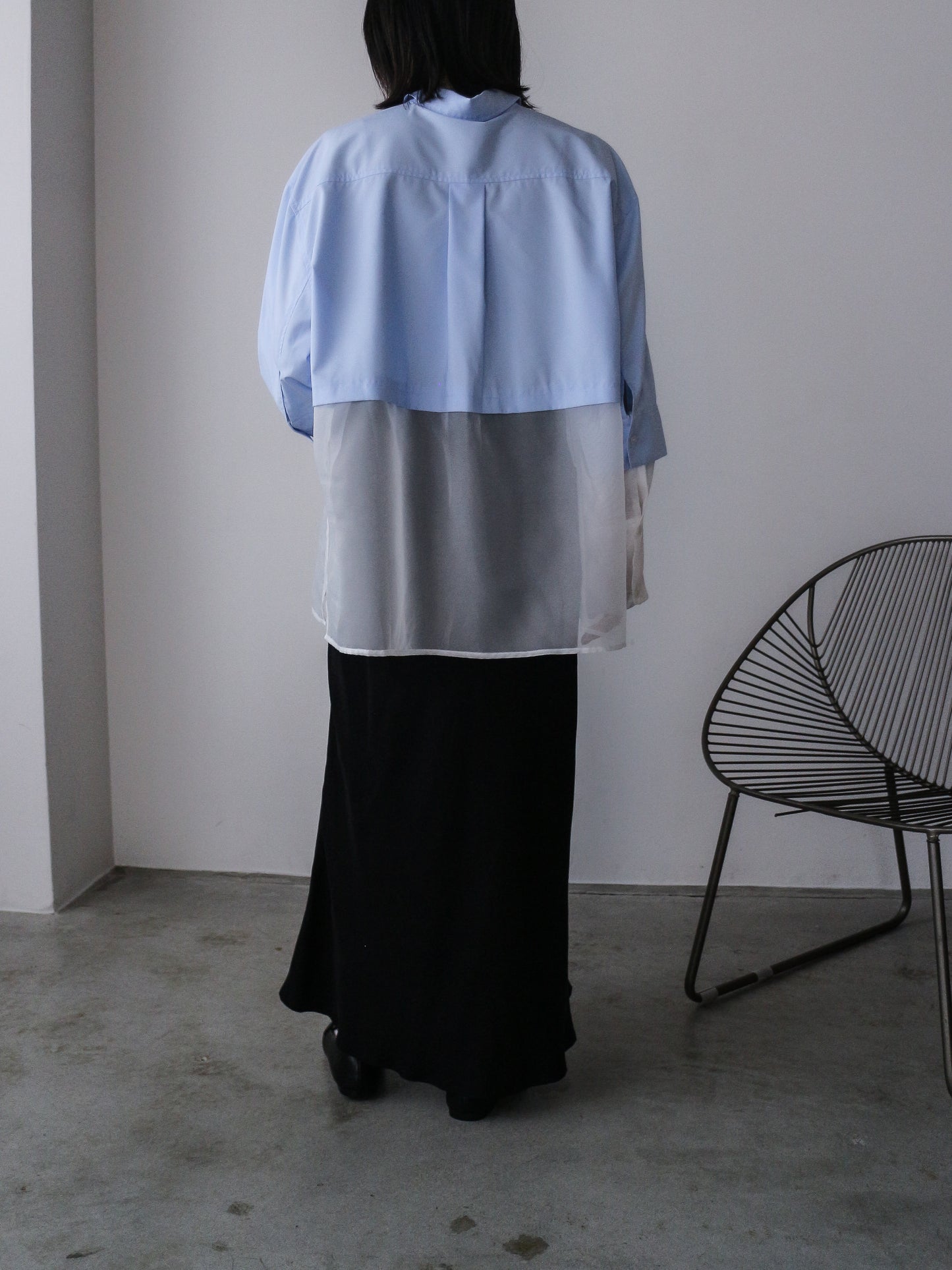 Pqran　シアー切替シャツ