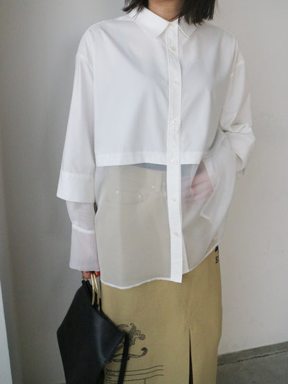 Pqran　シアー切替シャツ