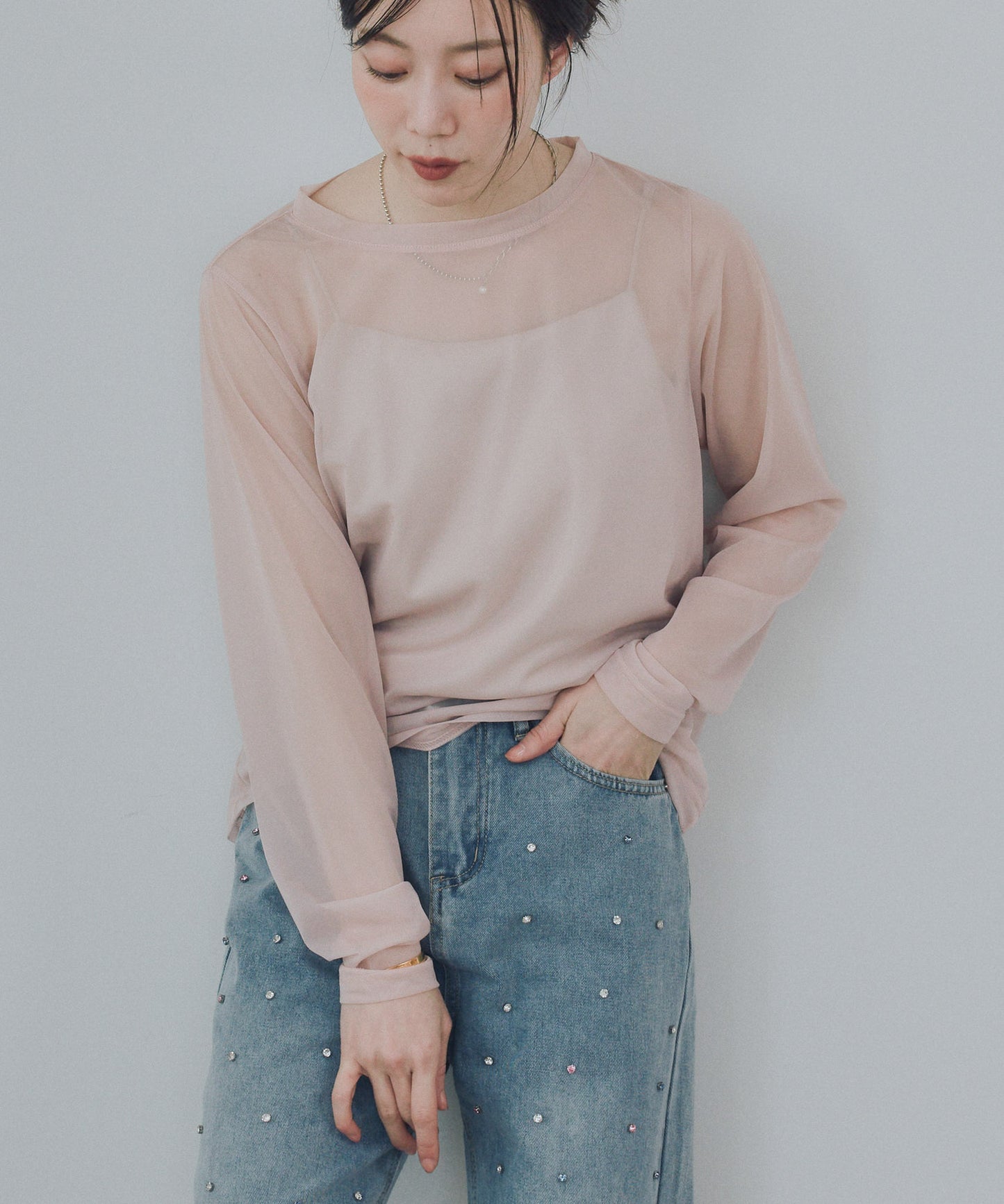 Pqran　シアーTシャツ