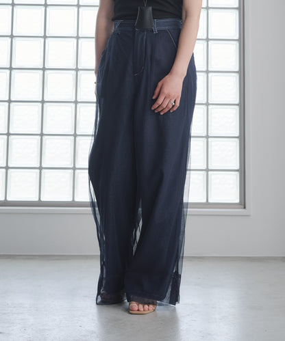 Pqran　レイヤードデニムパンツ